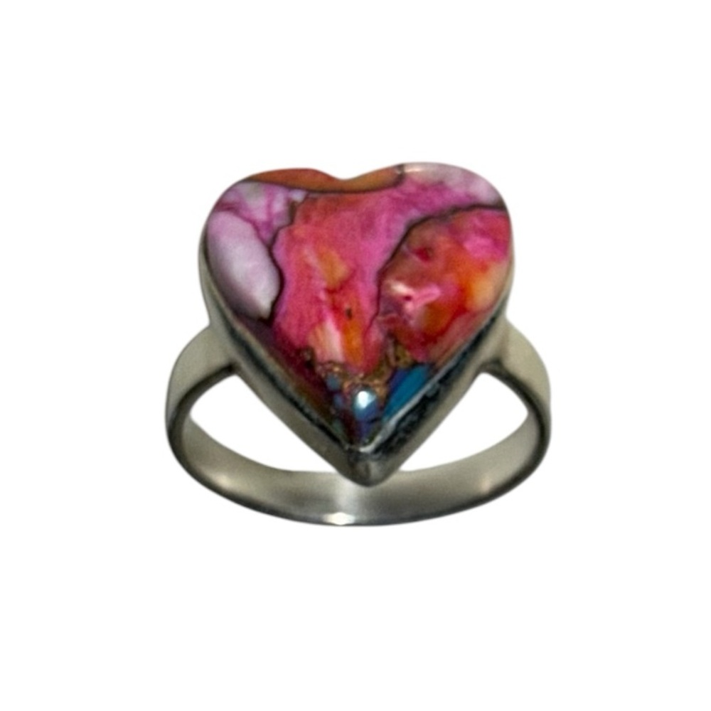 Kingman Pink Dahlia Turquoise 925 Sterling Ring - Size 7.25 (NEW) - Picture 2 of 9
